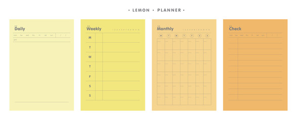 4 set Daily weekly monthly Planner. Minimalist planner template set. Vector illustration. - obrazy, fototapety, plakaty