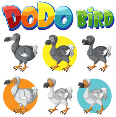 Dodo bird extinction animal cartoon logo set © GraphicsRF