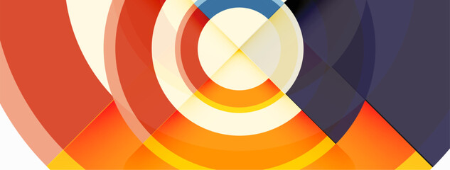 Fototapeta premium Circles with shadows trendy minimal geometric composition abstract background