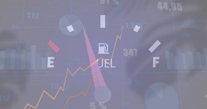 Animation of fuel gauge data processing and statistics