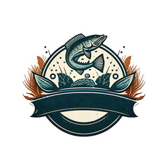 Fish and logo design with isolated background (created with generative AI)