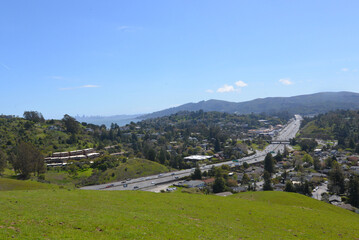 Highway 101 in Marin County looking towards San Francisco. Shot on Horse Hill in Mill Valley, CA