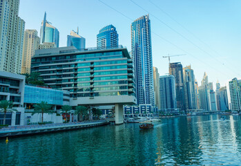 Obraz premium Dubai Marina in Dubai, UAE. View of the skyscrapers and the canal