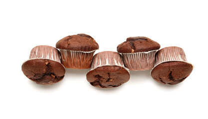 Tasty chocolate cupcakes isolated on white background