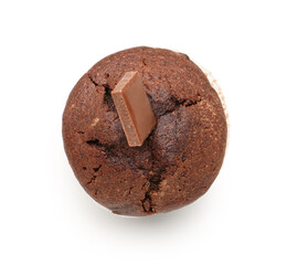 Tasty chocolate cupcake isolated on white background