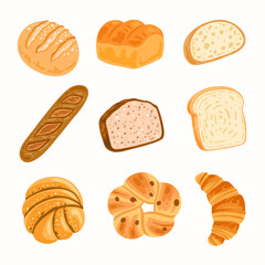 vector illustration of bread types