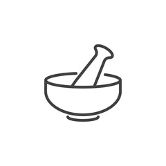 Mortar and pestle line icon