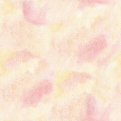 Seamless watercolor abstract pattern. A mixture of pink and yellow color inclusions. Colorful texture. Hand-painted background for textiles, packaging, wallpaper, postcards.