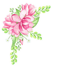 Watercolor Magnolia Flower Bouquet