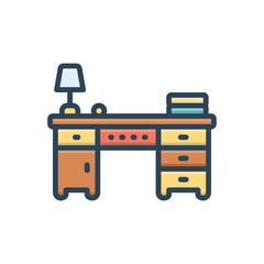 Color illustration icon for desk 
