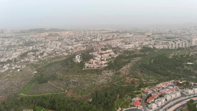 Gilo neighborhood Aerial view, jerusalem, Israel

Israeli settlement in south-western East Jerusalem, Drone view, Israel 2023 
