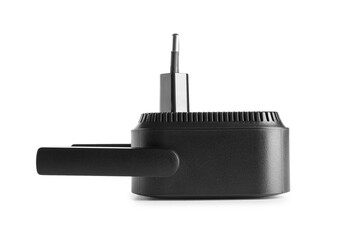 Black WiFi repeater isolated on white background