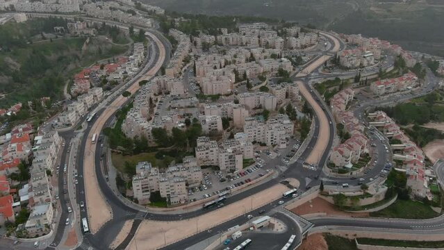 Gilo neighborhood drone view, jerusalem, Israel,2023

Israeli settlement in south-western East Jerusalem, Drone view, Israel 2023 
