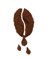 Creative composition with coffee powder isolated on white background
