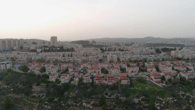 Gilo settlement aerial view, Jerusalem, Israel

Israeli settlement in south-western East Jerusalem, Drone view, Israel 2023 

