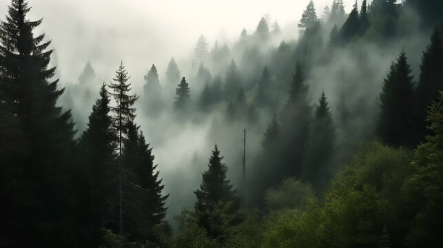 mist in the mountains, beautiful landscape, generative ai digital illustration. © Binary Studio