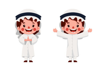 cartoon design of arabian man in white clothes and turban. suitable for children's books and stickers