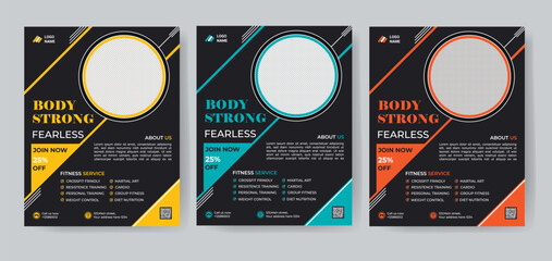 GYM / Fitness Flyer template with grunge shapes.
