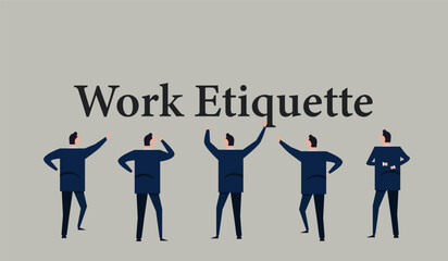 Work etiquette office behaviour in polite ethical employee communication