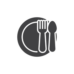 Plate spoon fork vector icon