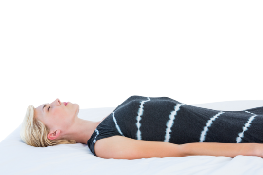 Attractive blond woman sleeping on bed - Powered by Adobe