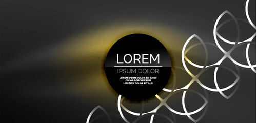 Neon laser lines, circles waves abstract background. Neon light or laser show, electric impulse, power lines, techno quantum energy impulse, magic glowing dynamic lines