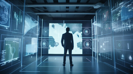 Businessman analyzes profitability of working companies