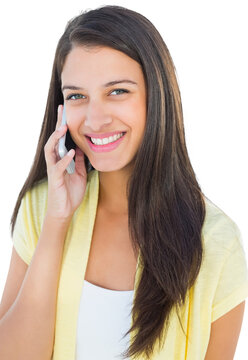 Happy casual woman on the phone