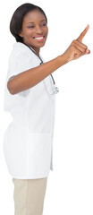 Young nurse pointing
