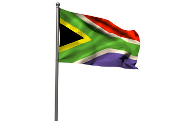 South African flag on pole