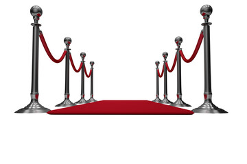 Low angle view of red carpet and rope barrier