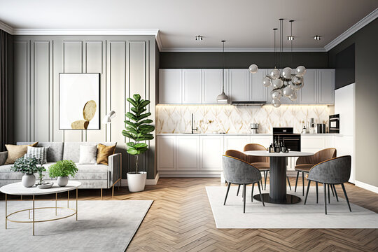 interior decoration and modular kitchen generated using AI