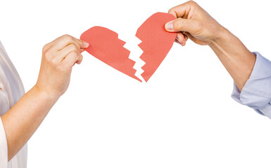 Cropped hands of couple holding broken heart