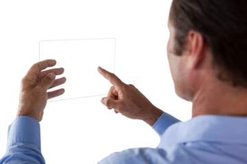 Cropped image of businessman using glass interface