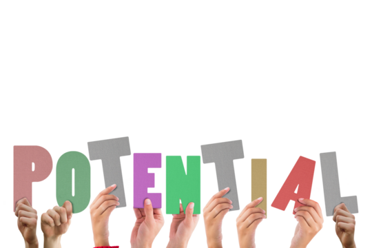 Hands holding colorful word potential  - Powered by Adobe