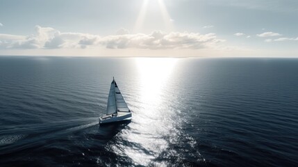 Lonely Yacht Sailing on the Endless Ocean, Gen AI