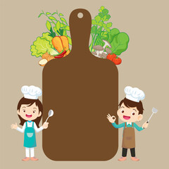 Cute little chef cooking meal menu 35