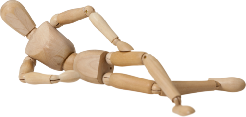 Wooden 3d figurine reclining on the floor