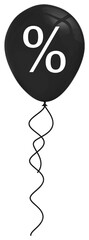 Naklejka premium Black balloon with percentage symbol