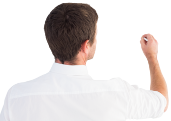 Business man writing with chalk