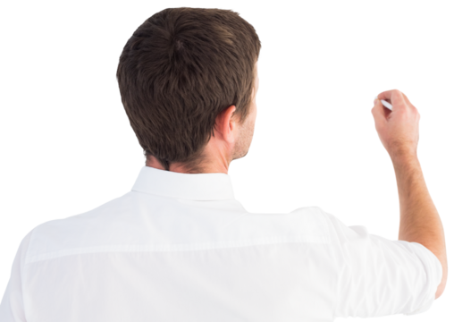 Business man writing with chalk