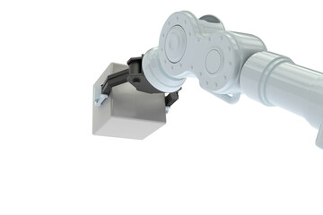 Cropped image of robotic arm holding cube