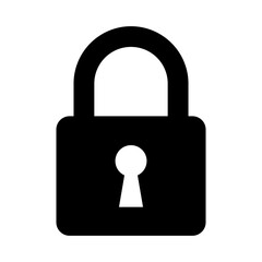Black lock icon transparent background. cyber security lock symbol.
