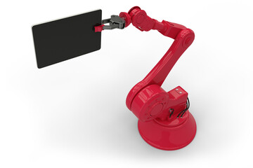 Digital generated image of robot holding computer tablet