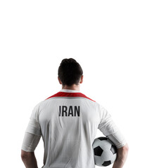 Iran football player holding ball