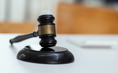 Law, Law and Justice, Judge Gavel on a wooden,