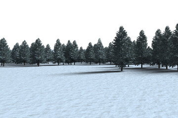 Naklejka premium Digitally generated image of forest on snowy field