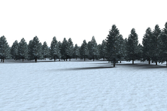 Fototapeta Digitally generated image of forest on snowy field