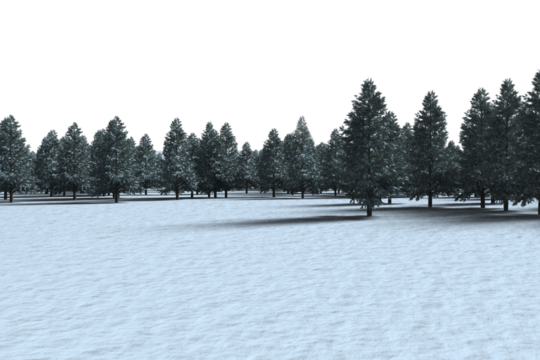 Digitally generated image of forest on snowy field