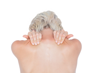 Beautiful woman with neck pain 